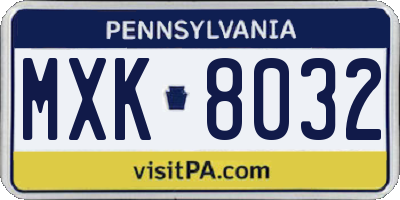 PA license plate MXK8032