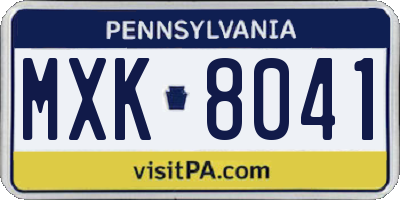 PA license plate MXK8041