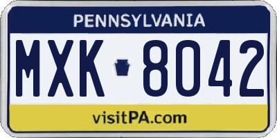 PA license plate MXK8042