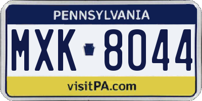 PA license plate MXK8044