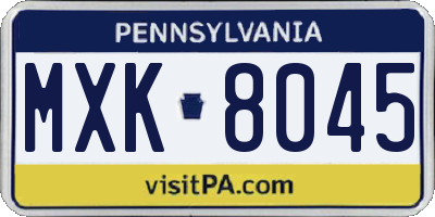 PA license plate MXK8045