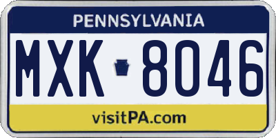 PA license plate MXK8046