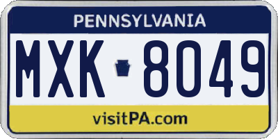 PA license plate MXK8049