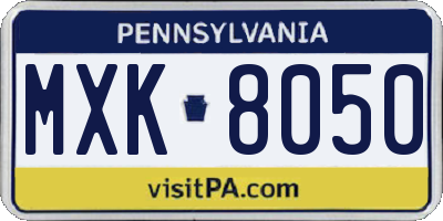 PA license plate MXK8050