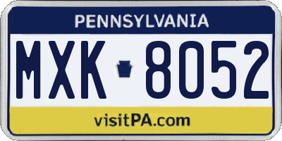 PA license plate MXK8052
