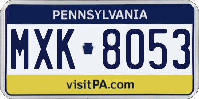 PA license plate MXK8053
