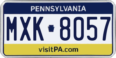 PA license plate MXK8057