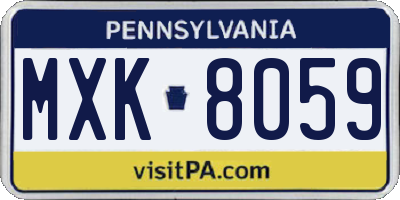 PA license plate MXK8059