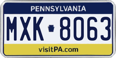PA license plate MXK8063