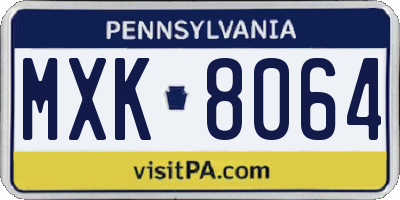 PA license plate MXK8064