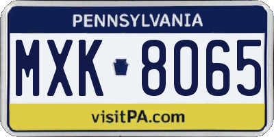 PA license plate MXK8065