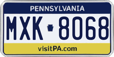 PA license plate MXK8068