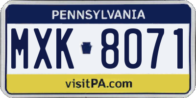 PA license plate MXK8071