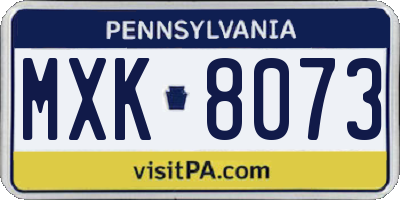 PA license plate MXK8073