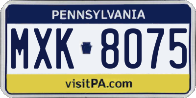 PA license plate MXK8075