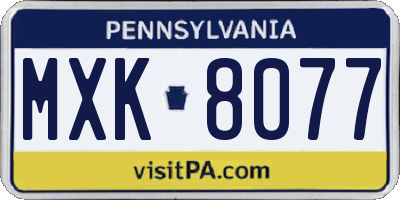 PA license plate MXK8077