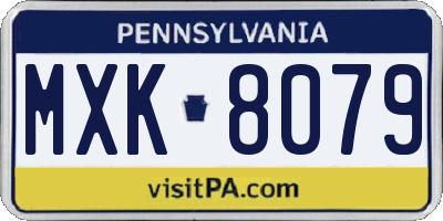 PA license plate MXK8079
