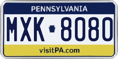 PA license plate MXK8080