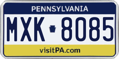 PA license plate MXK8085