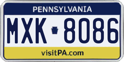 PA license plate MXK8086