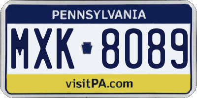 PA license plate MXK8089
