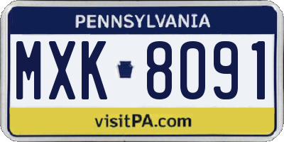 PA license plate MXK8091