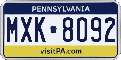 PA license plate MXK8092