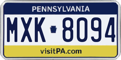 PA license plate MXK8094