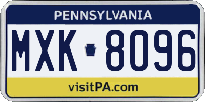 PA license plate MXK8096