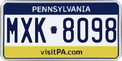 PA license plate MXK8098