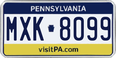 PA license plate MXK8099