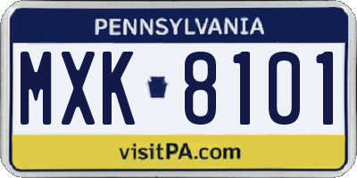 PA license plate MXK8101