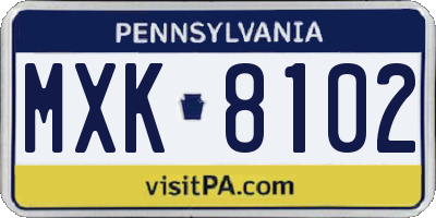 PA license plate MXK8102