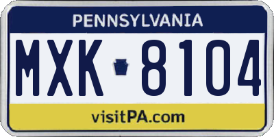 PA license plate MXK8104