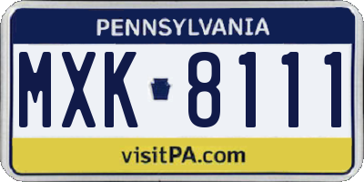 PA license plate MXK8111