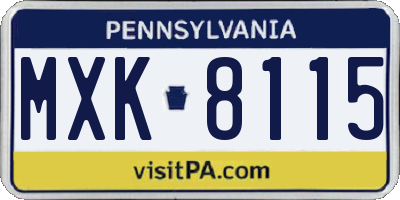 PA license plate MXK8115