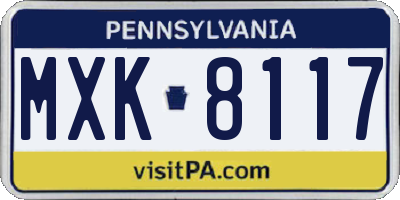 PA license plate MXK8117