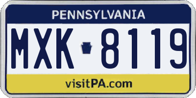 PA license plate MXK8119