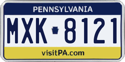 PA license plate MXK8121