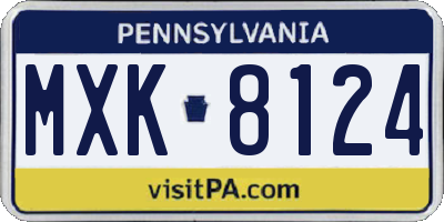PA license plate MXK8124