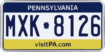 PA license plate MXK8126