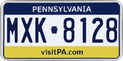 PA license plate MXK8128