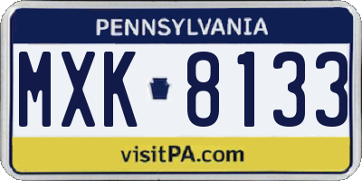 PA license plate MXK8133