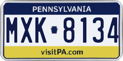 PA license plate MXK8134