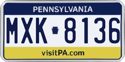 PA license plate MXK8136