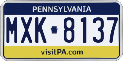 PA license plate MXK8137