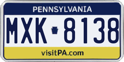 PA license plate MXK8138