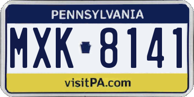 PA license plate MXK8141