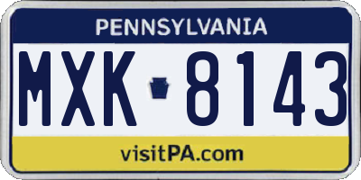 PA license plate MXK8143