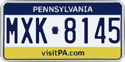 PA license plate MXK8145